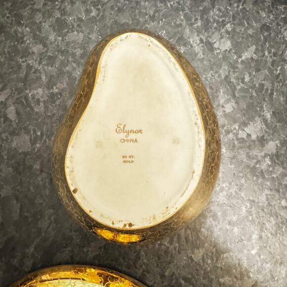 VTG Elynor China 24-Karat Gold-Plated Lidded Dish Vintage MCM Hollywood Regency - Picture 4 of 11